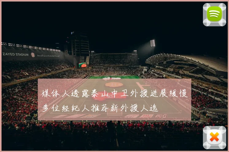 媒体人透露泰山中卫外援进展缓慢多位经纪人推荐新外援人选